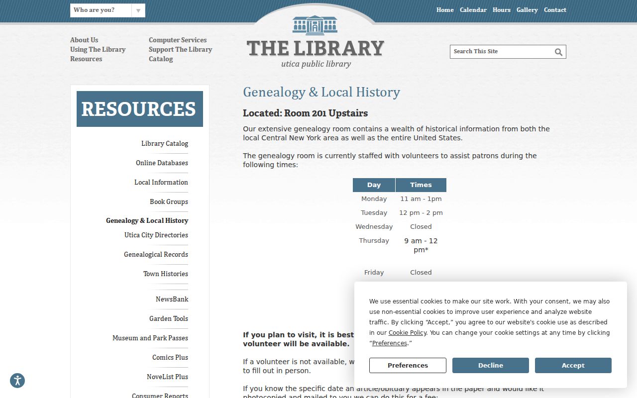 Utica city directory genealogy resources at Utica Public Library