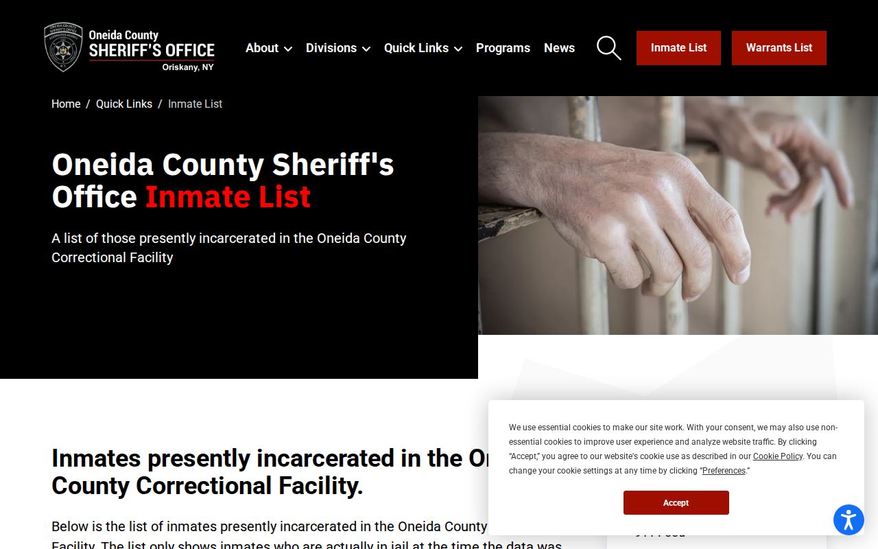Utica residents directory source for the Oneida County Sheriff inmate list