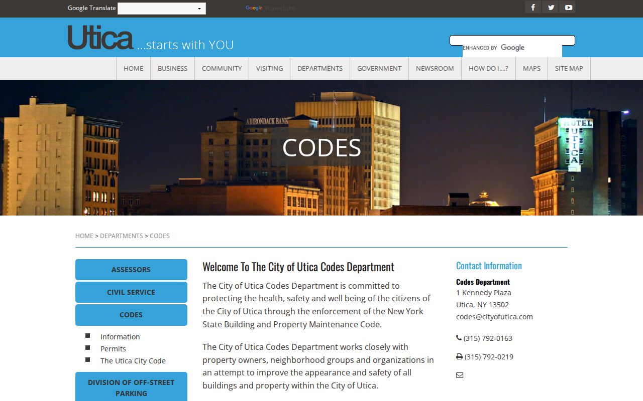 Utica street directory Codes Enforcement record access